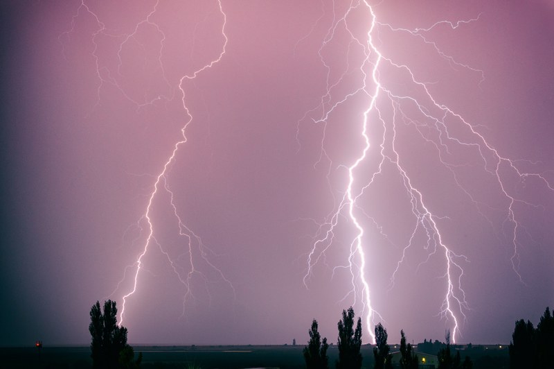 thunderstorm night lightning and landscape 4k