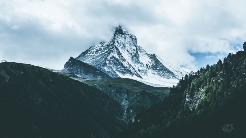 mountains, fog, sky, 4k