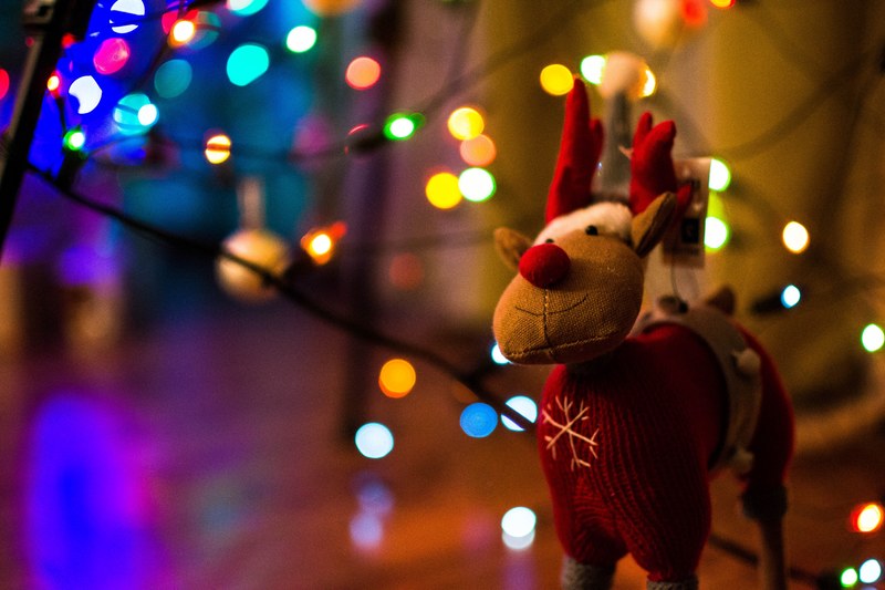 xma christma deer and garland 4k