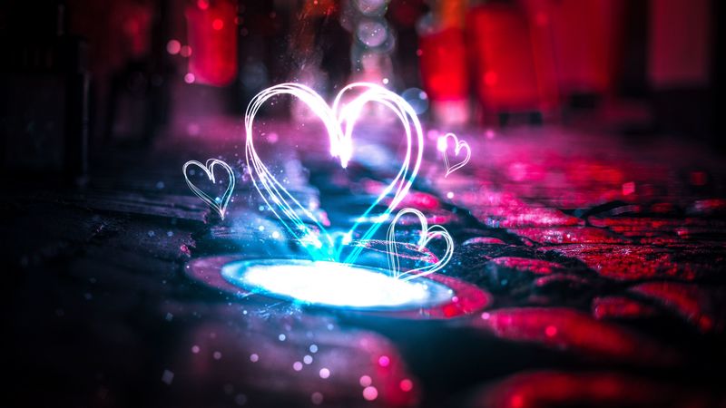 heart, light, glare, 4k