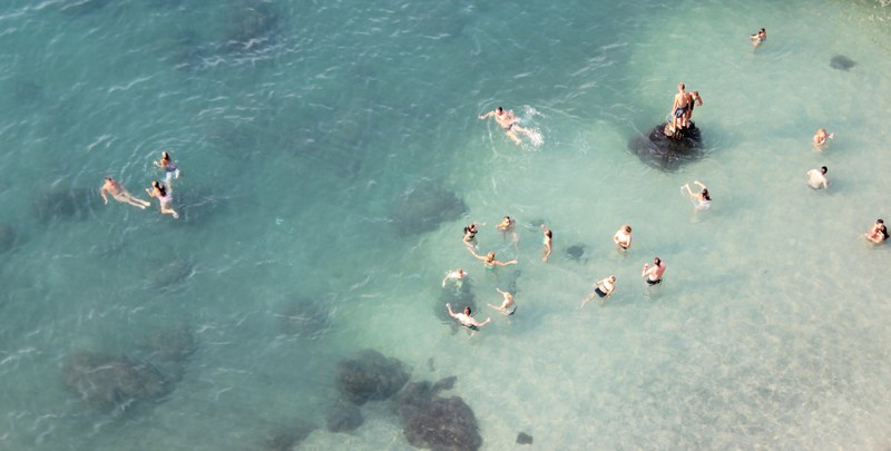italys finest water at amalfi coast featuring people having tons of fun in blue sea, swimming in blue sea of amalfi coast 4k