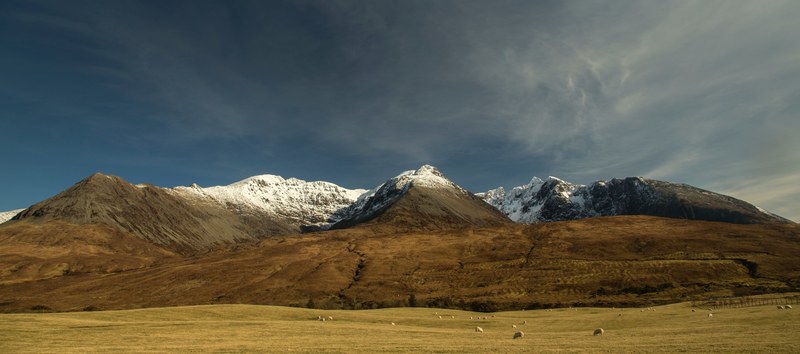 mountain hill grass and scotland 4k