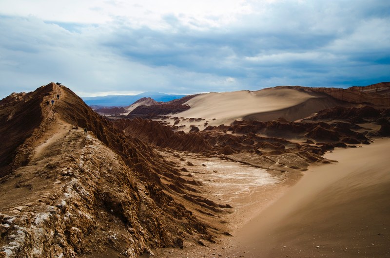 a desert landscape in san pedro de atacama, sandy desert mountains 4k