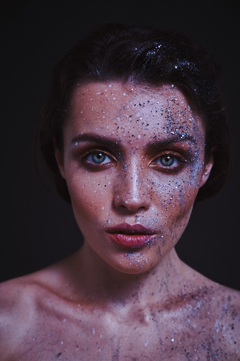 woman portrait glitter and sparkle hd, 4k