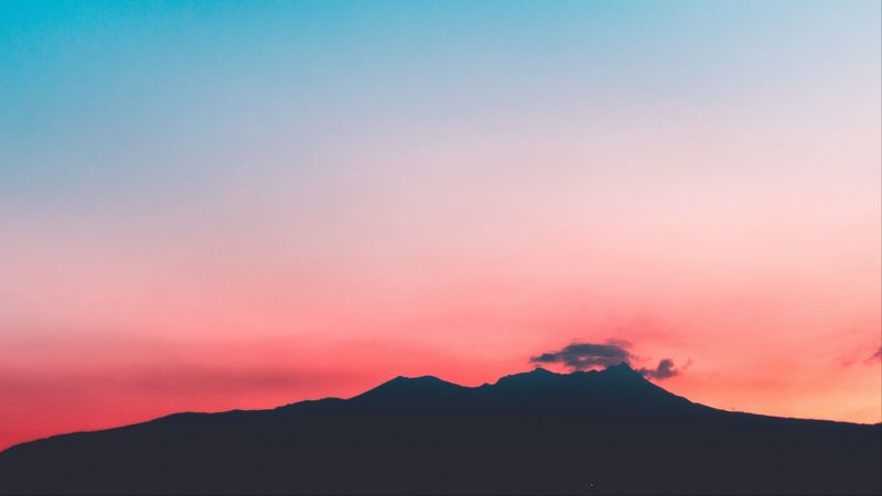 mountains, sunset, sky, 4k