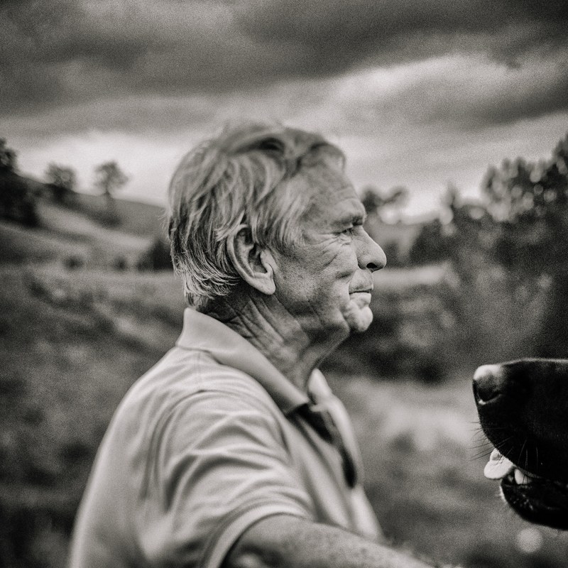 old man looking out into the distance of a field in black and white, _nook 4k