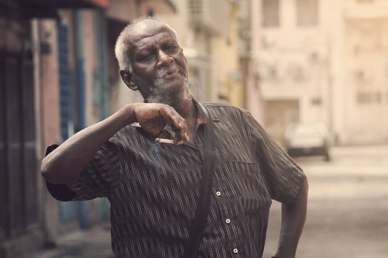 man smoking old and person 4k