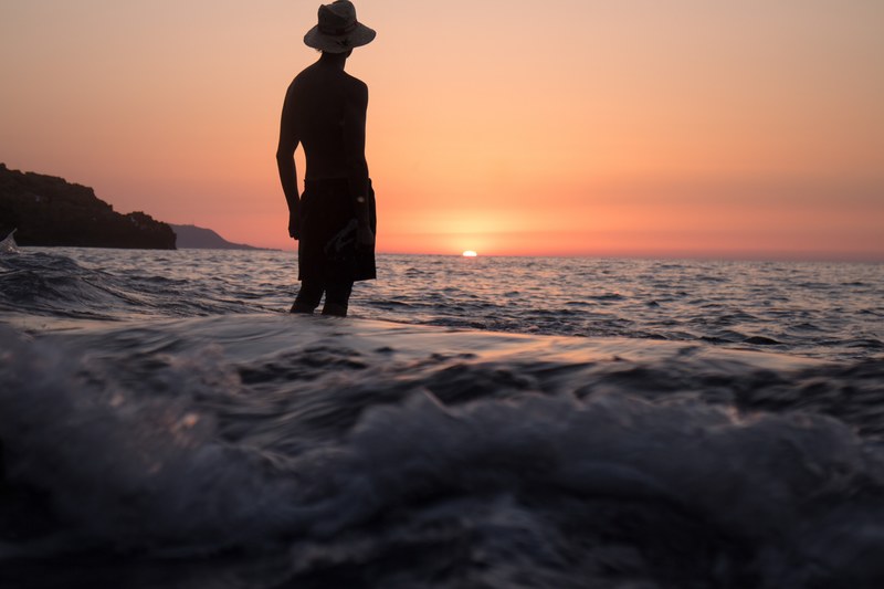 water wading sunset and sundown 4k