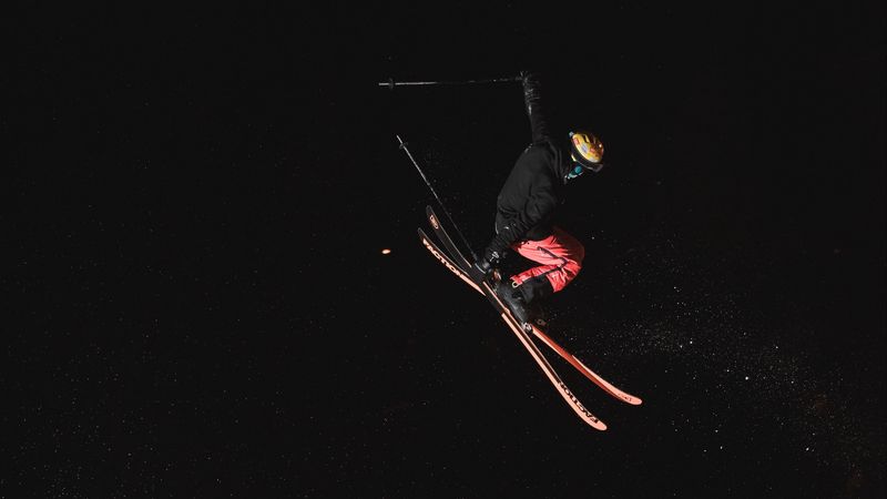 man, skiing, sport, jump, slope, 4k