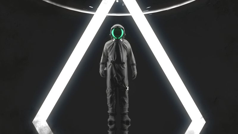 astronaut, spacesuit, triangle, 4k