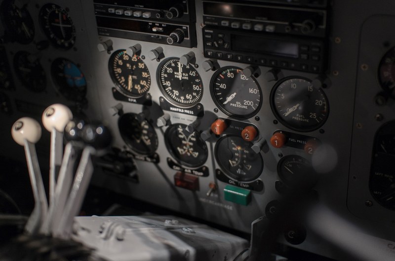 dashboard in the pilots cockpit, ready for takeoff 4k