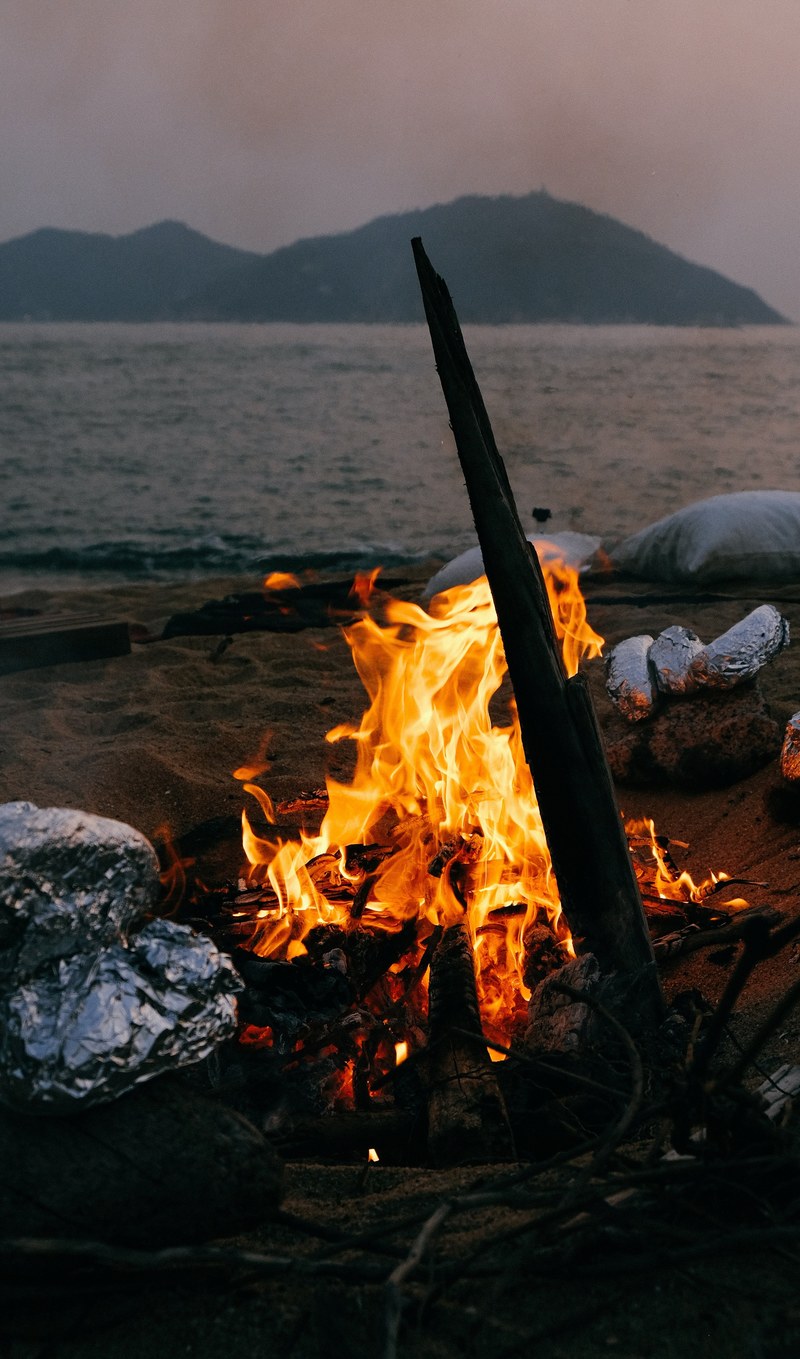 burning on a beach 4k