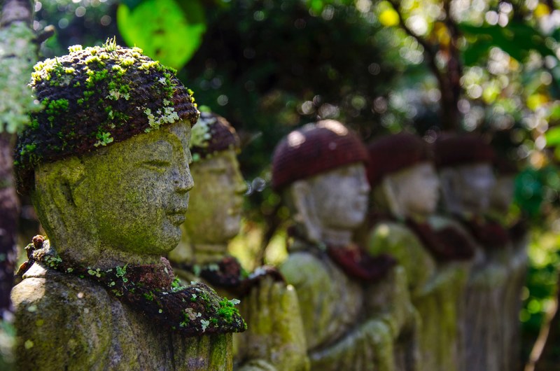 buddhist pilgrimmage statue and green 4k