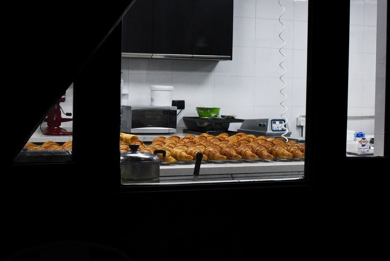 kitchen full of croissants 4k