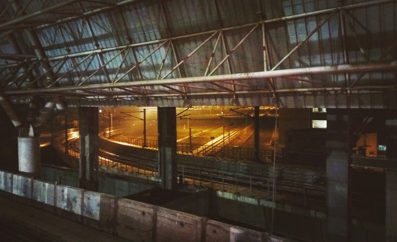 night lights on metro track 4k