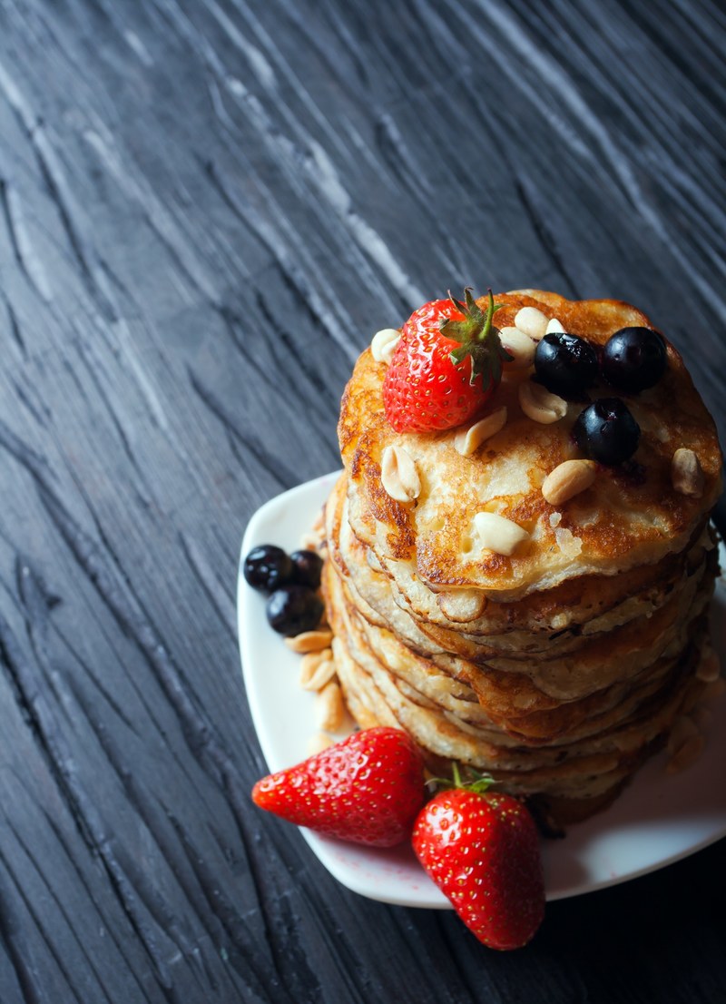 pancake food pile plate and strawberry hd, 4k