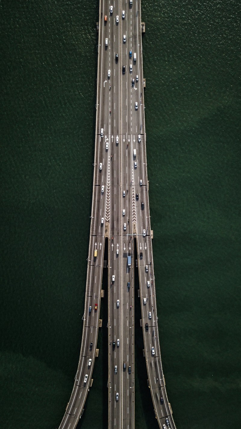 busy morning traffic on the penang bridge 4k