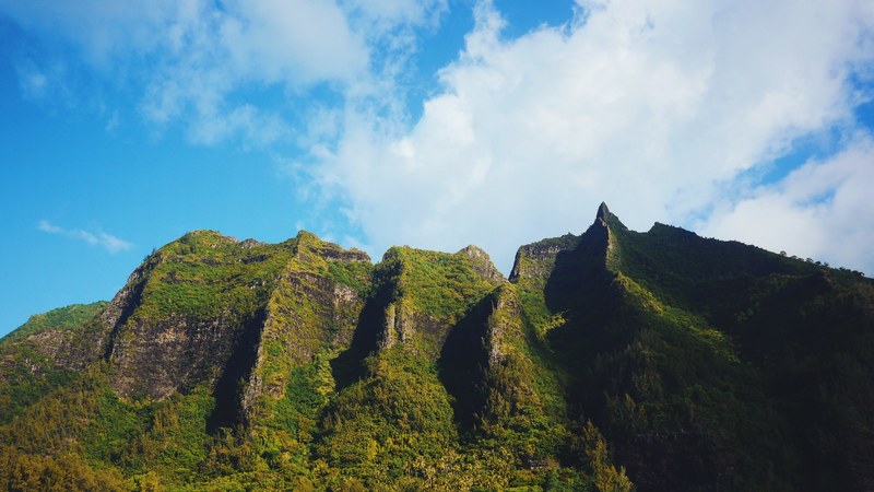 a sharp mountain ridge with green vegetation on its sides, sharp green mountain ridge 4k
