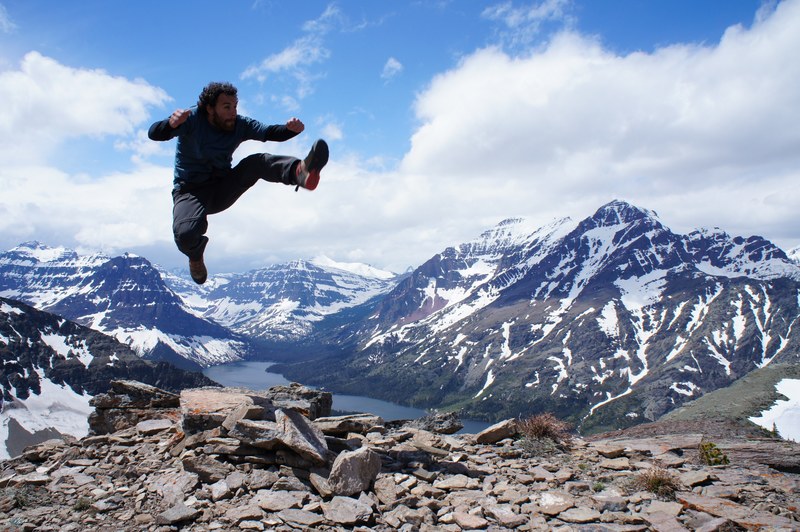 jumping in glacier national park 4k