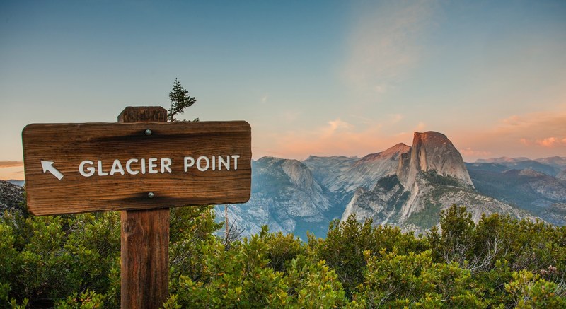 a signboard in yosemite valley reads glacier point, glacier point 4k