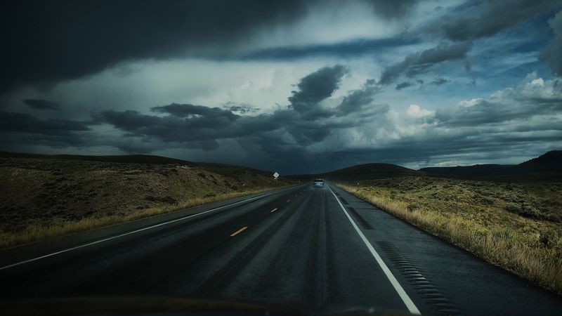 road, clouds, auto, traffic, 4k