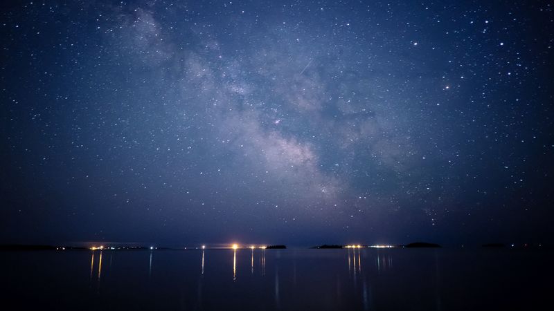 starry sky, night, shore, 4k