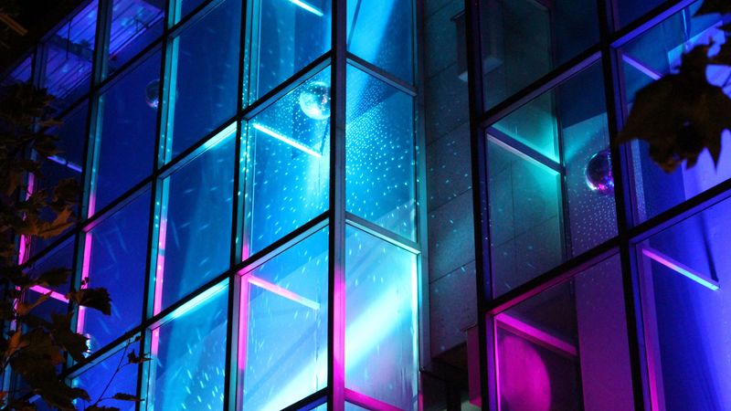 glass, neon, light, 4k