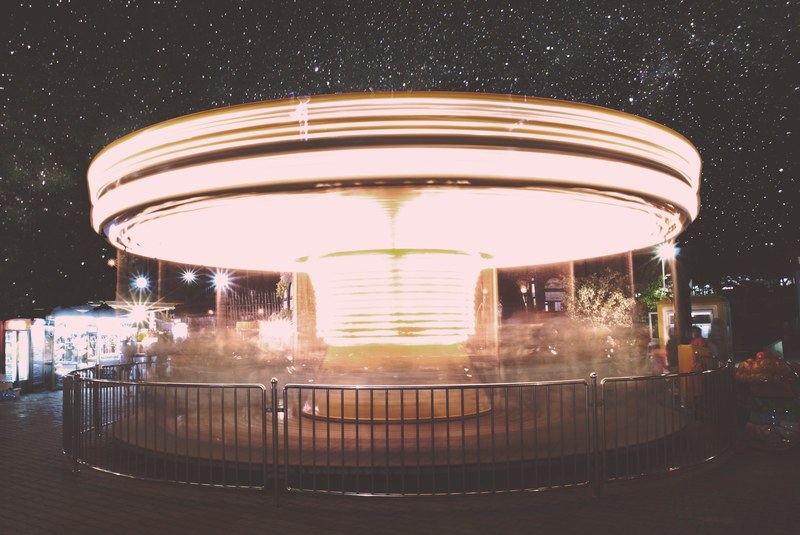 ride merry go round carousel and night 4k