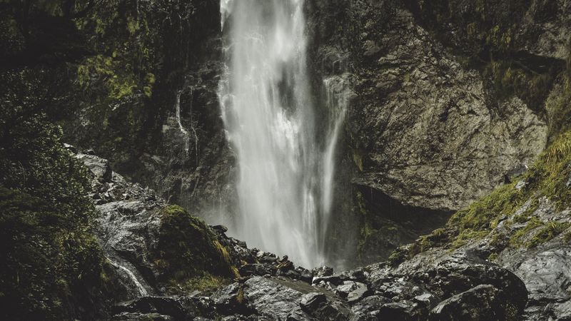 waterfall, current, stones, 4k