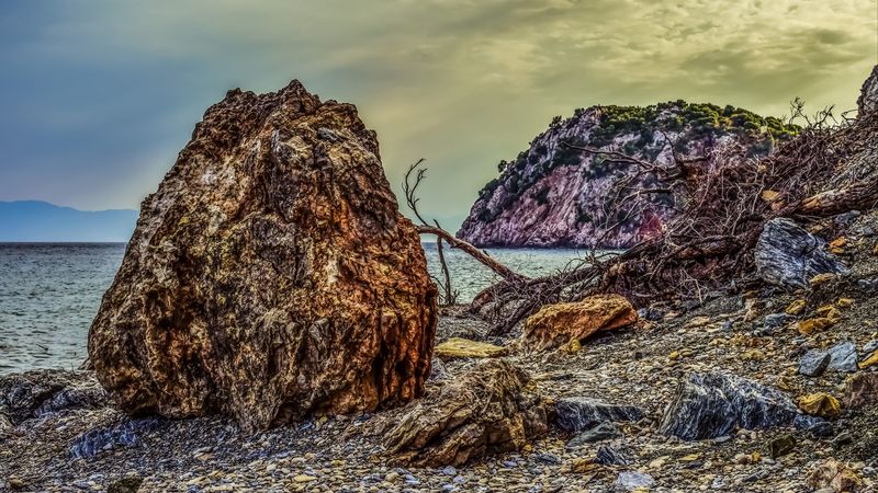 beach, pebble, rock, hdr, 4k
