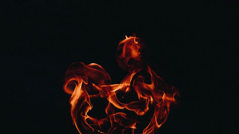 fire, flame, dark background, 4k