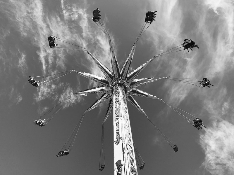 swing bottom view swing carousel and amusement ride 4k