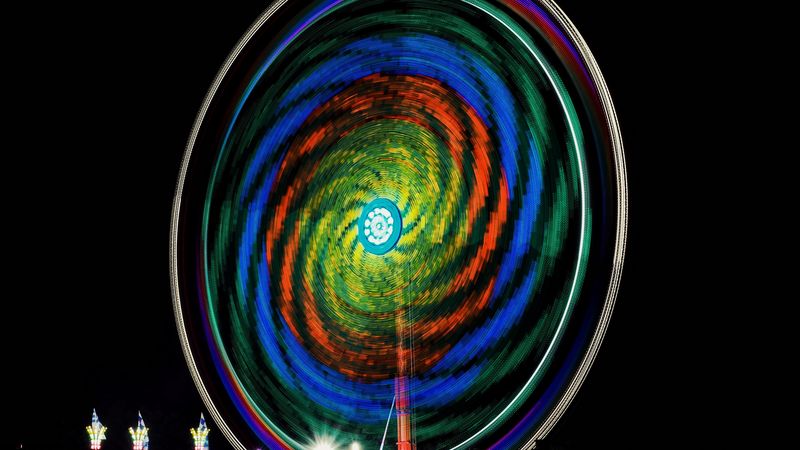 wheel, rotation, colorful, 4k