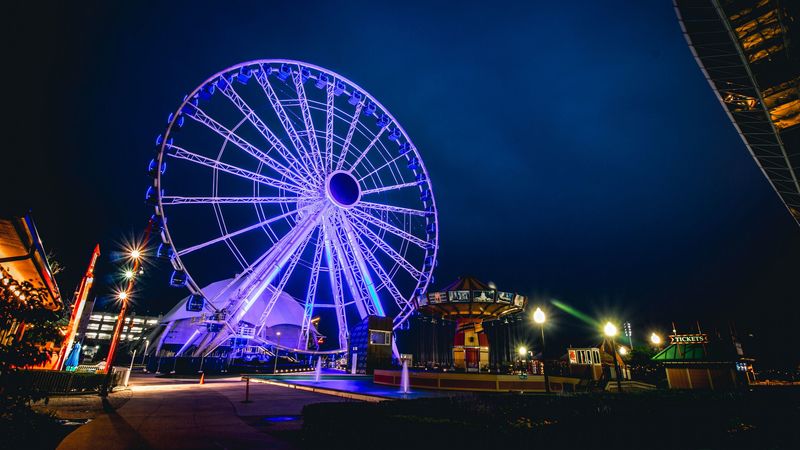 ferris wheel, night, backlight, 4k