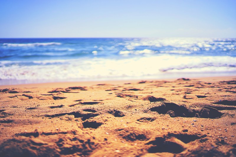 sand beach by the sun lit blue ocean in santa monica, sand beach by the ocean 4k