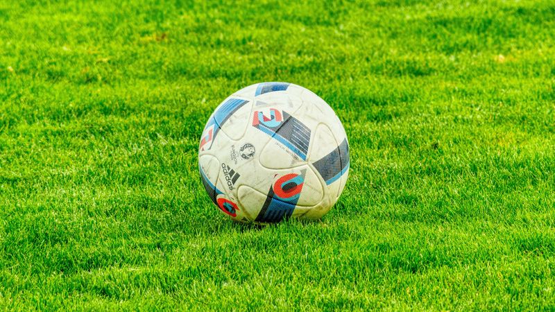 ball, football, lawn, grass, 4k