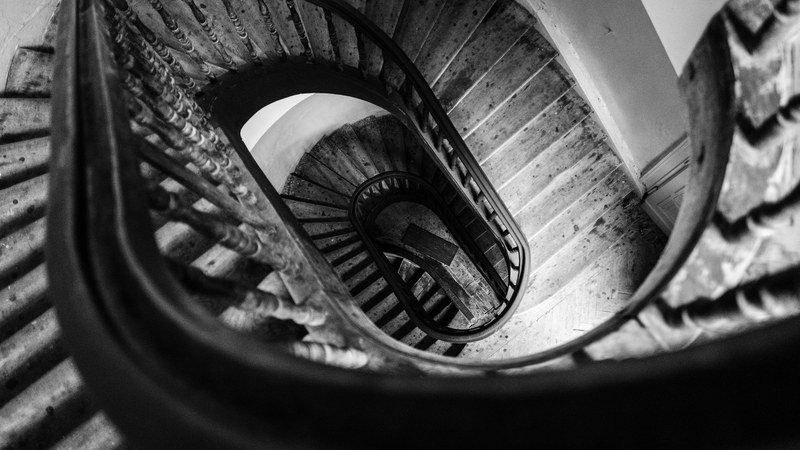 stairs winding handrail and steps 4k