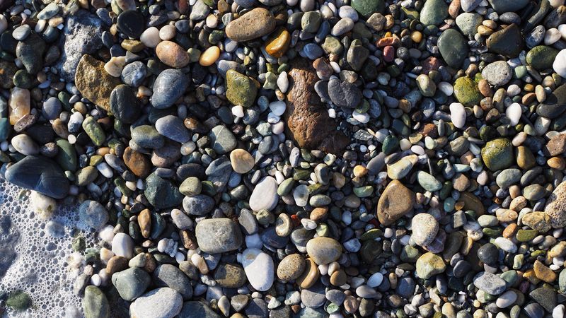sea stones, shore, wet, 4k