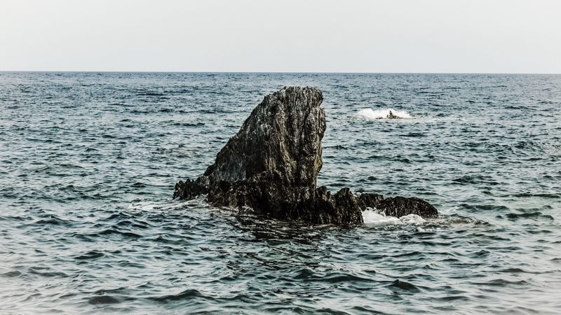 cliff, sea, sky, 4k