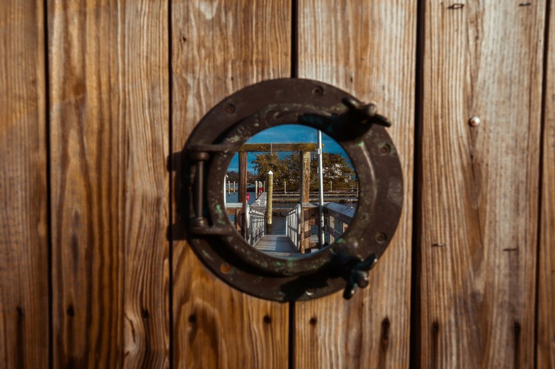 wooden porthole window and glass 4k