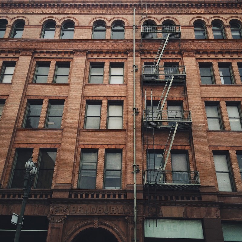 building architecture brick and fire escape 4k