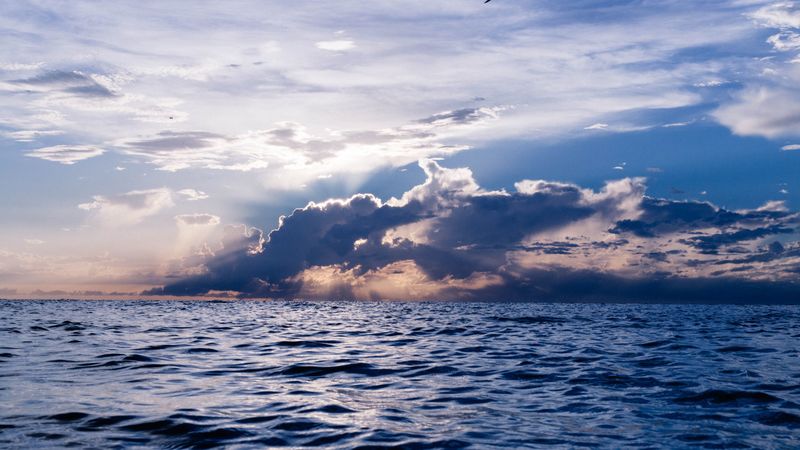 sea, clouds, horizon, 4k