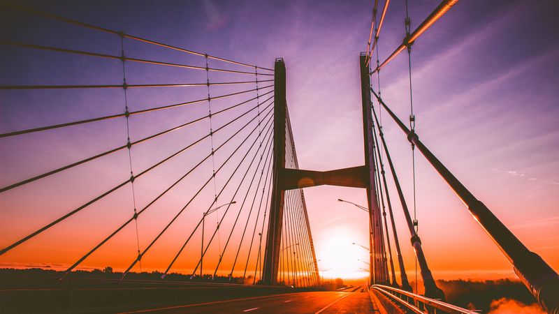 bridge, architecture, sunset, 4k