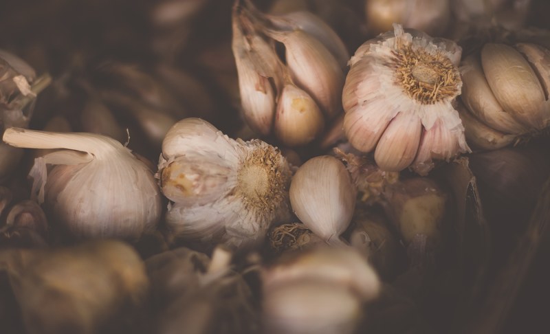 pile of fresh bulbs of garlic, garlic bulbs 4k
