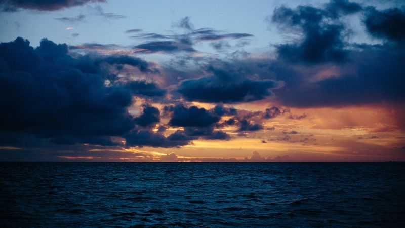 sea, skyline, clouds, 4k