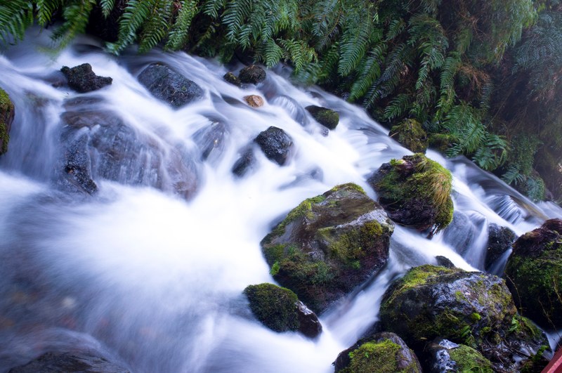 moss rock waterfall and river 4k
