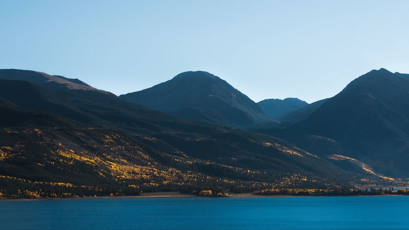 mountains, river, sky, flowers, 4k
