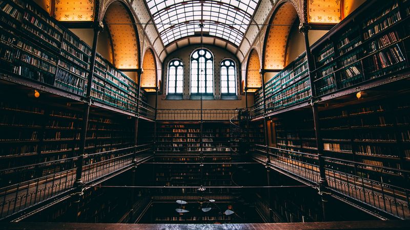 library, window, building, 4k