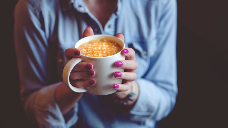 coffee, hands, cup, manicure, 4k