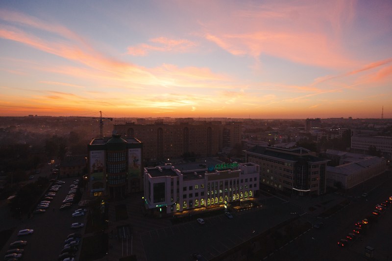 evening tambov town and landscape 4k
